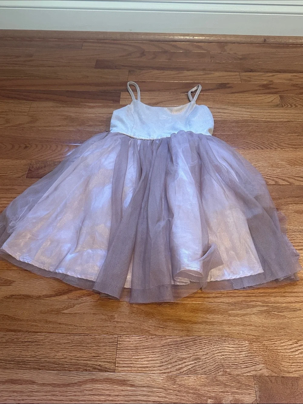 Girls' Sparkle Tulle Party Dress in Light Pink and Taupe